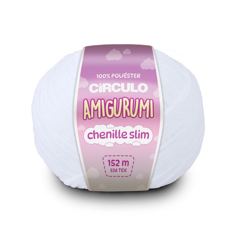 Amigurumi Chenille Slim 8001 - Branco